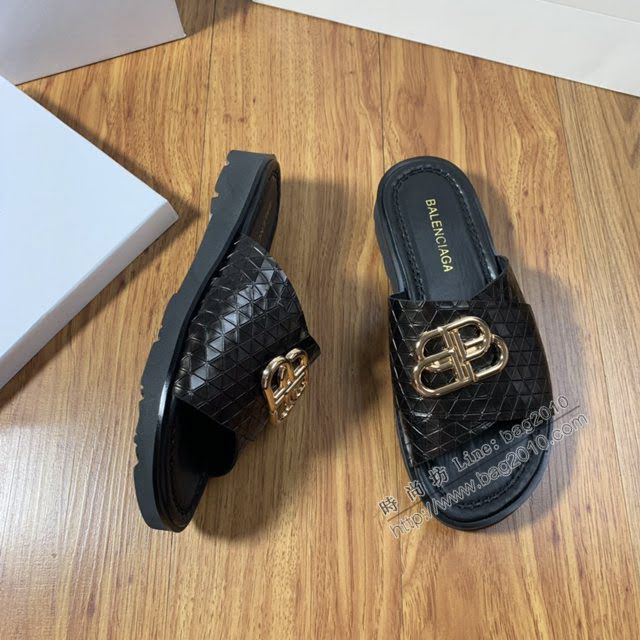 Balenciaga經典款男鞋 巴黎世家頂級版本男士夏季牛皮鞋面涼拖  hdbl1285